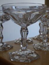 VAL ST LAMBERT CRYSTAL MODEL LALAING 6 ANTIQUE CHAMPAGNE GLASSES