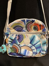 Kipling Crossbody Bag Purse Turquoise Seashell Tropical Beach Rare Color
