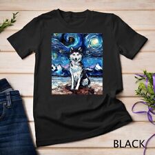 Siberian Husky Starry Night Dog Lover Art by Aja T-Shirt Unisex T-shirt