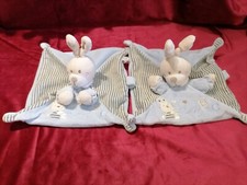 Doudou lot de 2  lapins plats  bleus ABC  Nicotoy Simba toys Kiabi Etat Neuf
