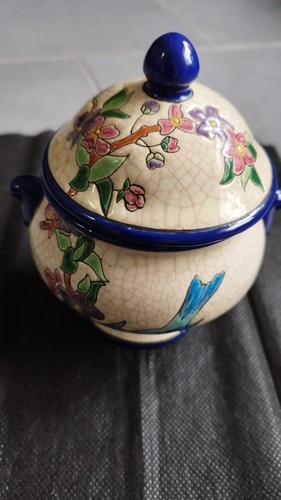 Longwy enamel sugar - sugar, bowl