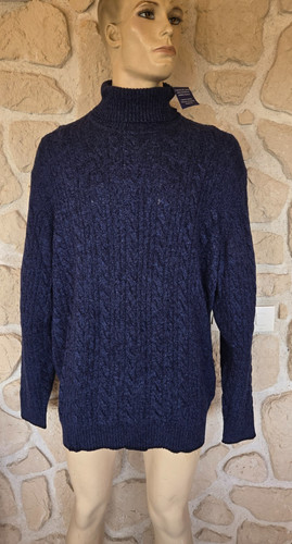 Pull col roulé - , bleu