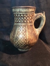 terracotta pitcher painted geometric decor 