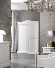 ARMOIRE LAQUÉE BLANCHE À DEUX PORTES COULISSANTES AVEC TIROIR INTÉRIEUR