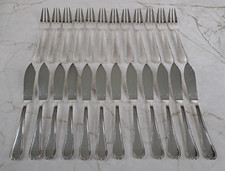 12 couverts à poisson 24 pièces en métal argenté modèle perles
