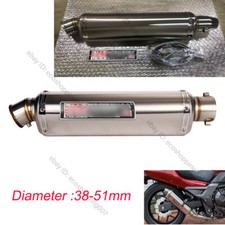 310 370 440mm Motorcycle Exhaust Tail Pipe Slip On 51mm Muffler Silencer Baffle