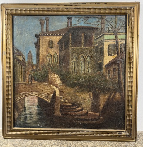 Huile sur panneau vue - huile,