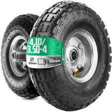 Roue gonflable 4.10/3.50-4 x2 Moyeu Déporté 55mm et Alésage 20mm - Pour diabl...