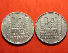 Lot: 2 pièces 10 francs Turin 1949+1949.B