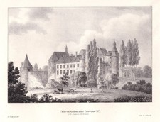 Château Bivort Fontaine L'Eveque Château Lithographie Cloet Belgique