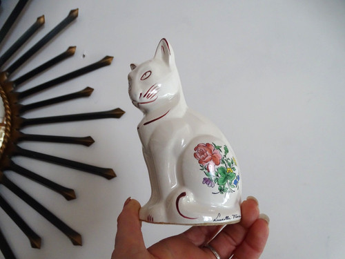 Chat faience lunéville - chat,