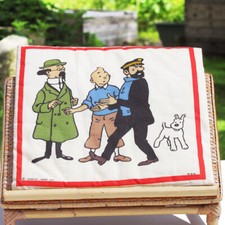 Coussin plat vintage Tintin - Lombard - Hergé 1979