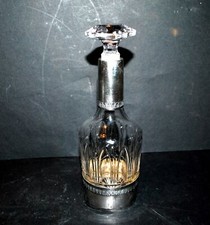 CRYSTAL Cut Water Leaf Mounted Solid Silver MINERVA 1900 Liqueur Carafe