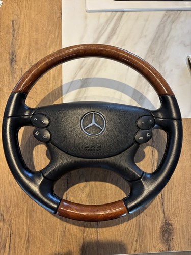 Volant mercedes w211 cuir - cuir, bois
