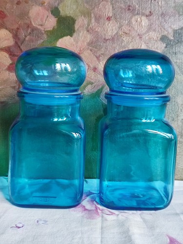 Bocaux verre bleu ariel - bocaux,