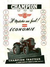 Publicité ancienne tracteur Champion matériel agricole 1955 issue de magazine