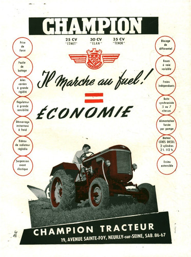 Publicité ancienne tracteur