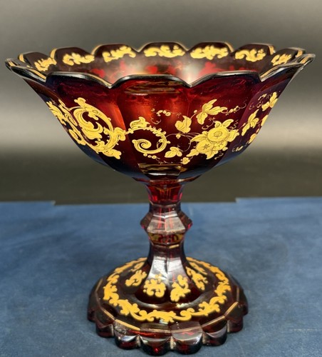 Coupe cristal rubis - , doré