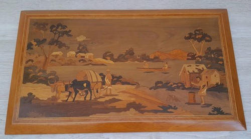 Panneau bois marqueterie - et,