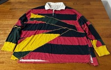 BDG Multicolor Pieced Long Sleeve Polo Shirt Mens Medium Rugby Collared