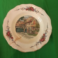 4 ASSIETTES  FAIENCE SARREGUEMINES OBERNAI DECOR H.LOUX