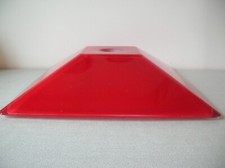 Ancien abat jour carré plafonnier en verre rouge et blanc de 34,5 cm