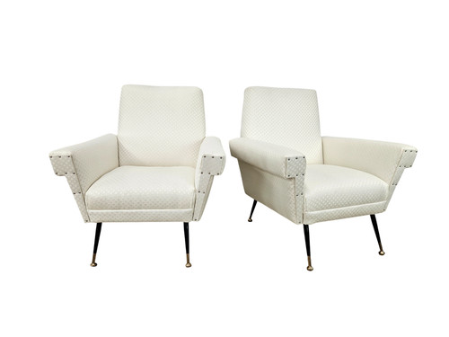 Fauteuils mid century tissu - fauteuils,