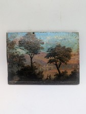 Petit tableau, huile sur panneau. Paysage méditerranéen. 18e ? Italie?
