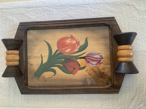 Ancien plateau bois peint - ancien,