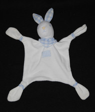 🐰 Doudou lapin plat TARTINE ET CHOCOLAT blanc bleu vichy bandana carreaux TTBE