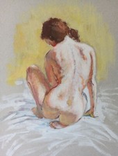 Peinture féminine nue art mural original femme figurine de collection moderne