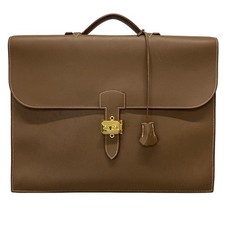 Auth HERMES Sac a Depeche 41 - Dark Brown Leather Square A Business Bag