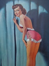 Vintage Pink Wasp Pin Up Chromo Antique Image 1950s.   CHPU13