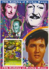 Timbres Elvis Presley / Disney - Feuillet de timbres neufs ** de Congo