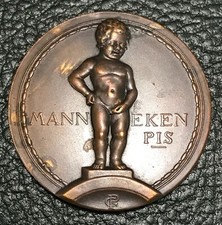 BELGIQUE, MÉDAILLE, MANNEKEN PIS Exposition Universelle Bruxelles, 1935