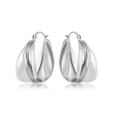 Boucles d'Oreilles - Femme - Créoles - Jonc - Large - Argent Fin 925 - 35 mm