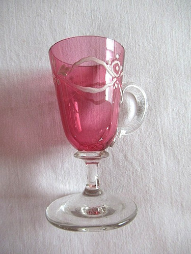 Verre liqueur emaille - verre, rouge