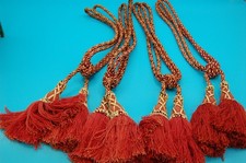 2 paires  EMBRASSES DE RIDEAU  XXe bordeaux doré beige