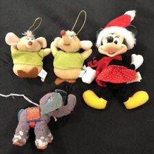 Vintage Disney Christmas Ornaments Lot of 4 Minnie Mouse Dumbo Remy Rat Fabric