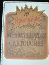 Vintage Philips Sticker Stickers Here Specialist Music Cassettes Cartridges 