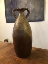 JOLIE BOUTEILLE A DOUBLE BEC VERSEUR EN TERRE VERNISSÉ signée BORLIN