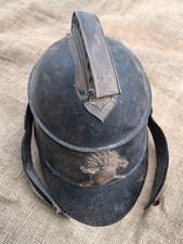 casque 1830 sapeur pompier casquette de feu tôle noir d'origine + jugulaires