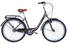 Vélo Trekking Ville Femme 26" Ville Porte-Bagages Aluminium Gris RH 43 cm