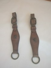 Paire d’attaches cuir équitation vintage pour harnais ou attelage