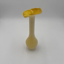 Vintage Yellow & White Glass Lily Cased Vase Art Deco