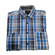 Vintage Angelo Litrico Shirt Mens Medium Short Sleeve Slim Fit Plaid Button Up