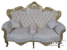 Canapé Fauteuil Allemagne Salon Feuille Or Baroque Bois Massif Tissu Giglia