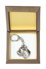 Cane Corso, Italian Cane Corso - Silver-plated key ring with a dog in a gift box