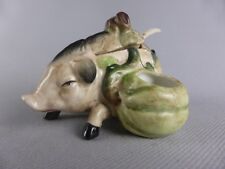 AMUSANT COCHON POT A MOUTARDE SEL POIVRE EN CERAMIQUE ET PETITE CUILLERE 813