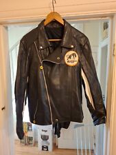 Vintage Furygan Black & White Made in France Leather Motorcycle Jacket Size 52 *